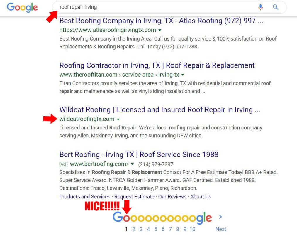 SEO first page of Google