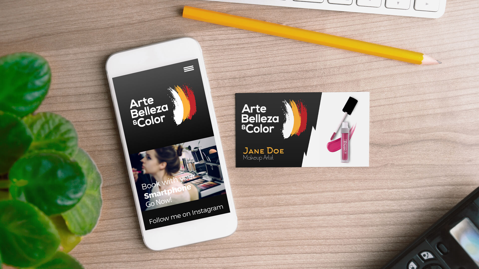 Arte Belleza and Color phone and business card